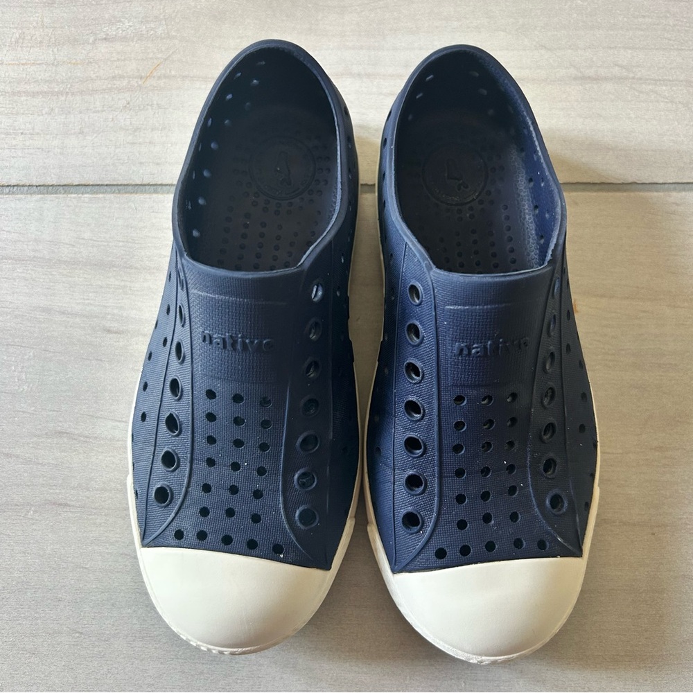 Native Kids Navy and White Slip-On Shoes